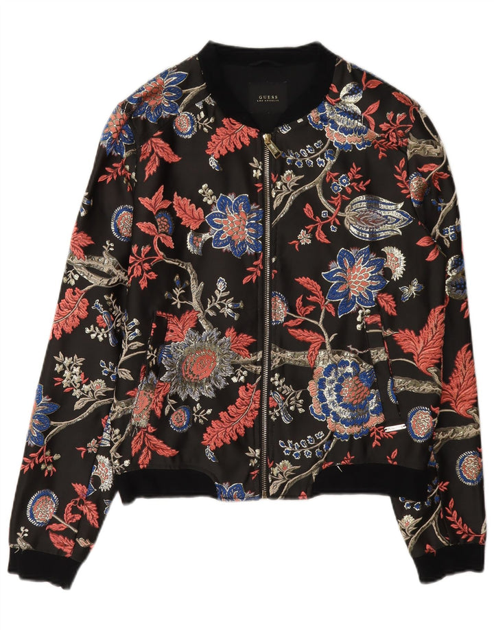 Guess Veste Bomber Femme UK 6 XS Noir Floral Polyester