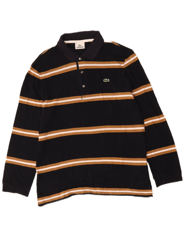 Lacoste Langærmet Polo Shirt til mænd Størrelse 4 Medium Sort Stribet Bomuld