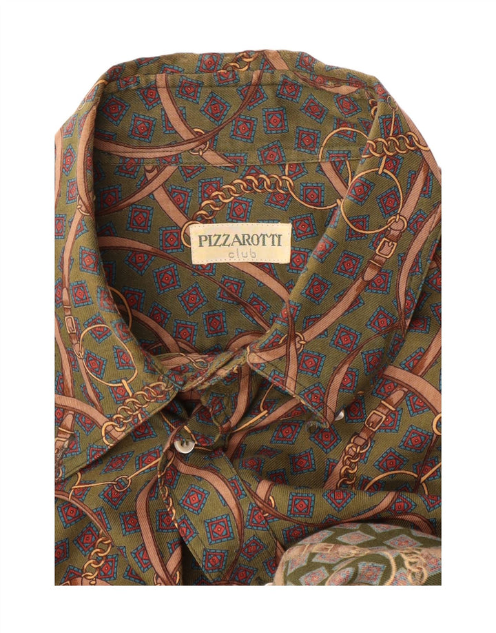 Pizzarotti Mens Abstract Pattern Shirt XL Green