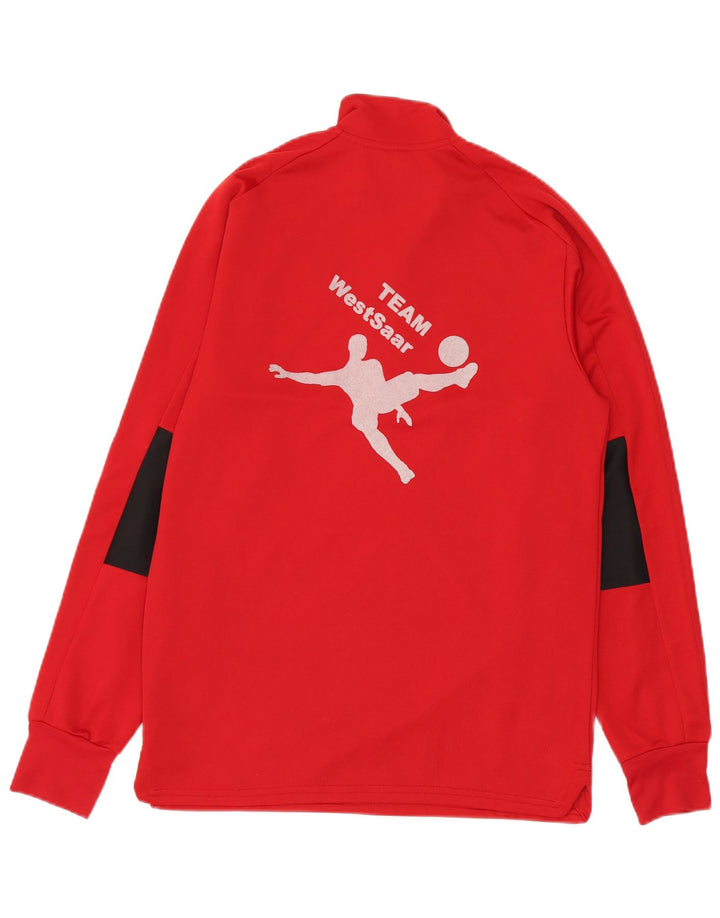 Top della tuta da ginnastica Adidas da uomo con zip grafica e collo in poliestere rosso medio