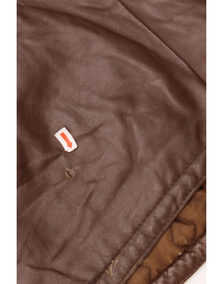 VINTAGE Mens Leather Jacket IT 56 3XL Brown