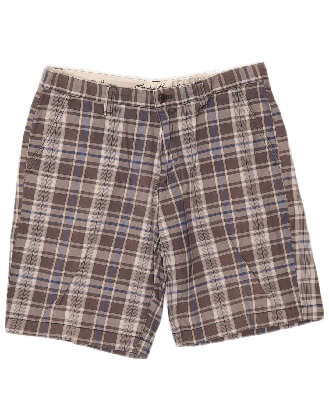 EDDIE BAUER Pantalones cortos chinos para hombre W34 Large Grey Check