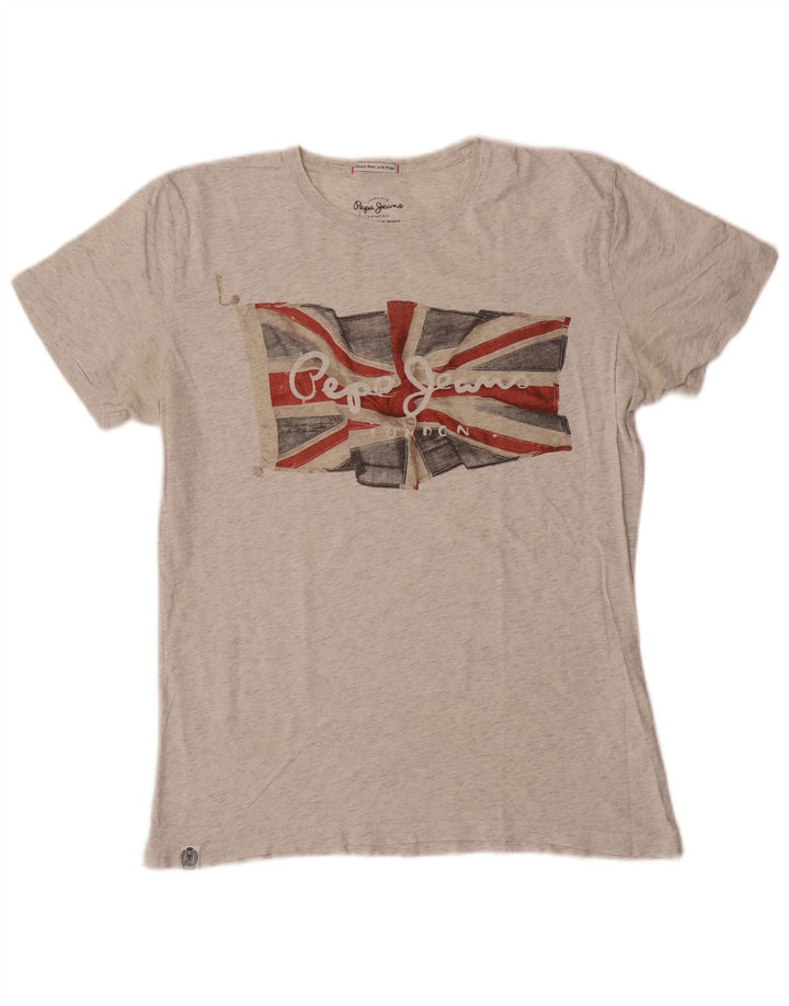 PEPE Jeans Mens Regular Fit Graphic T-Shirt Top Medium Grey Cotton