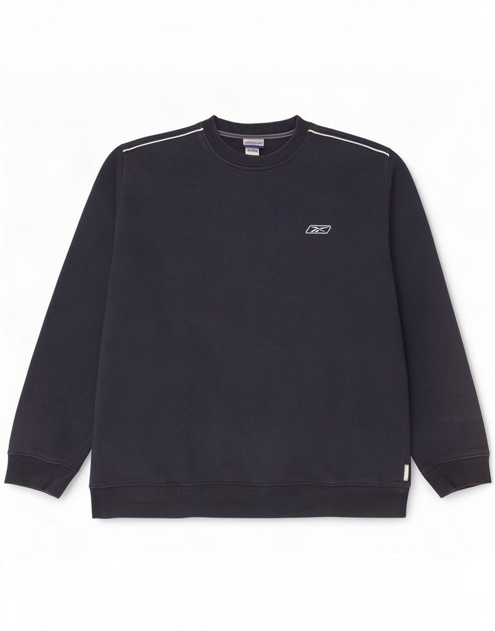 Reebok Mens Sweatshirt Jumper Large Navy Blue Cotton