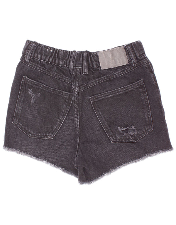Zara Girls Distressed Denim Shorts 11-12 år W24 Grå Bomuld