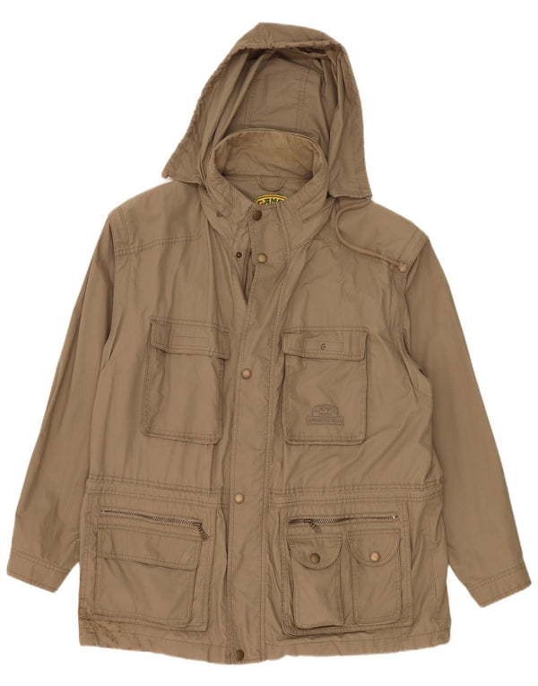 Camel Active Chaqueta utilitaria con capucha para hombre IT 55 2XL Algodón caqui