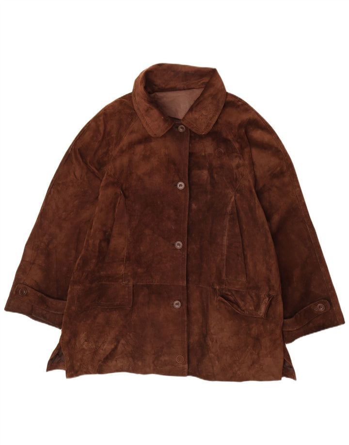 Conbipel Womens Suede Jacket IT 46 Large Brown Leather