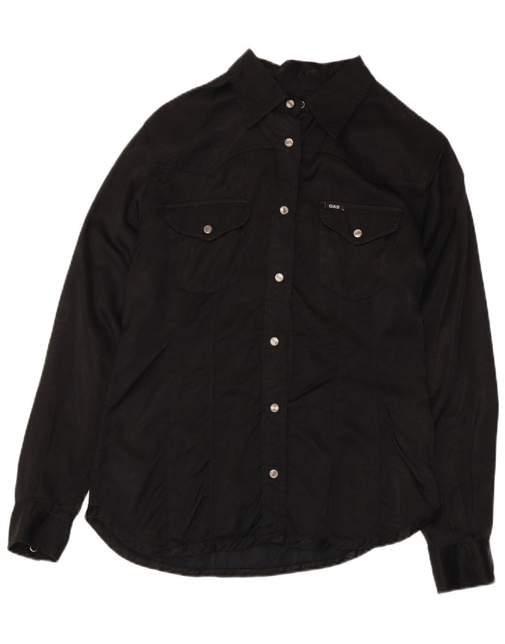 Gas Womens Shirt UK 12 Medium Black Viscose
