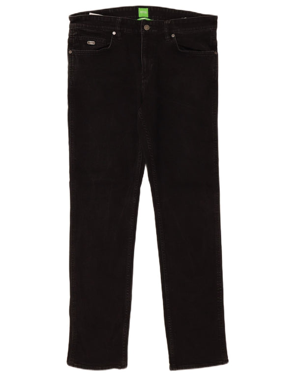 Hugo Boss Mens Straight Jeans W34 L32 Algodão Preto