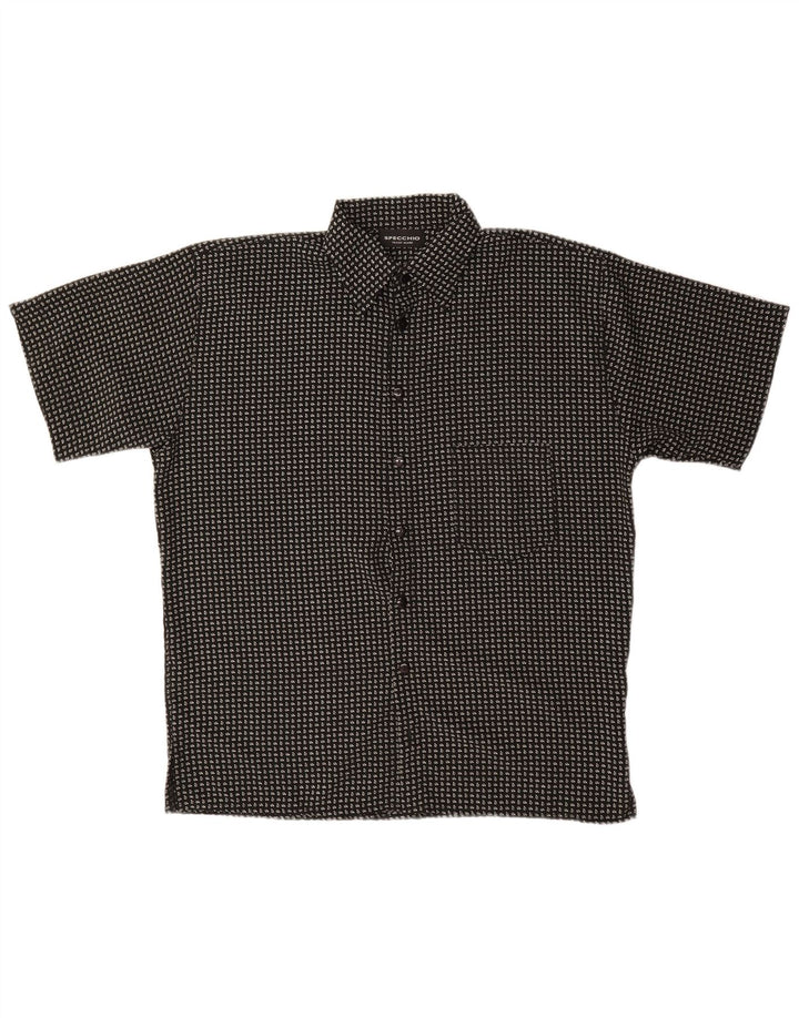 Specchio Mens Short Sleeve Shirt Large Black Paisley