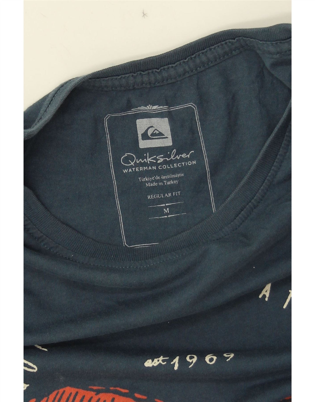 Quiksilver Mens Regular Fit Graphic T-Shirt Top Medium Navy Blue