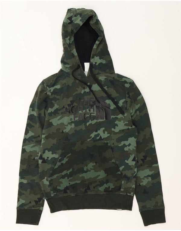 The North Face Mens Graphic Hoodie Jumper XS Green Camouflage Cotton