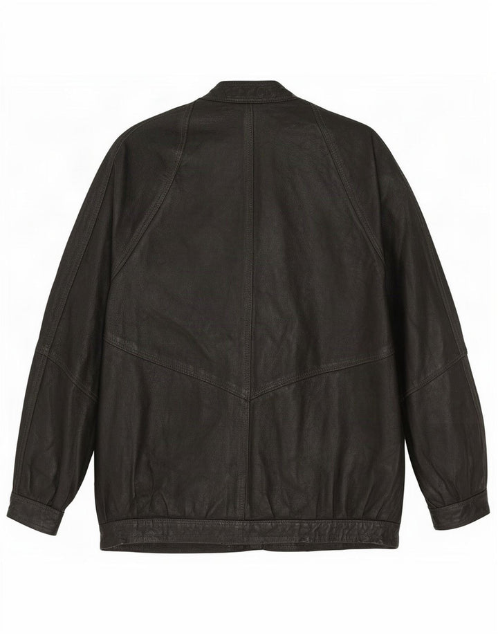 Giacca in pelle vintage da donna UK 14 grande nera
