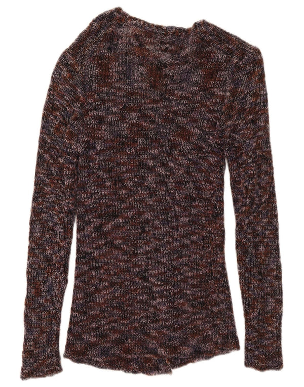 vintage Womens Cardigan Sweater UK 6 XS Multicolore Moucheté