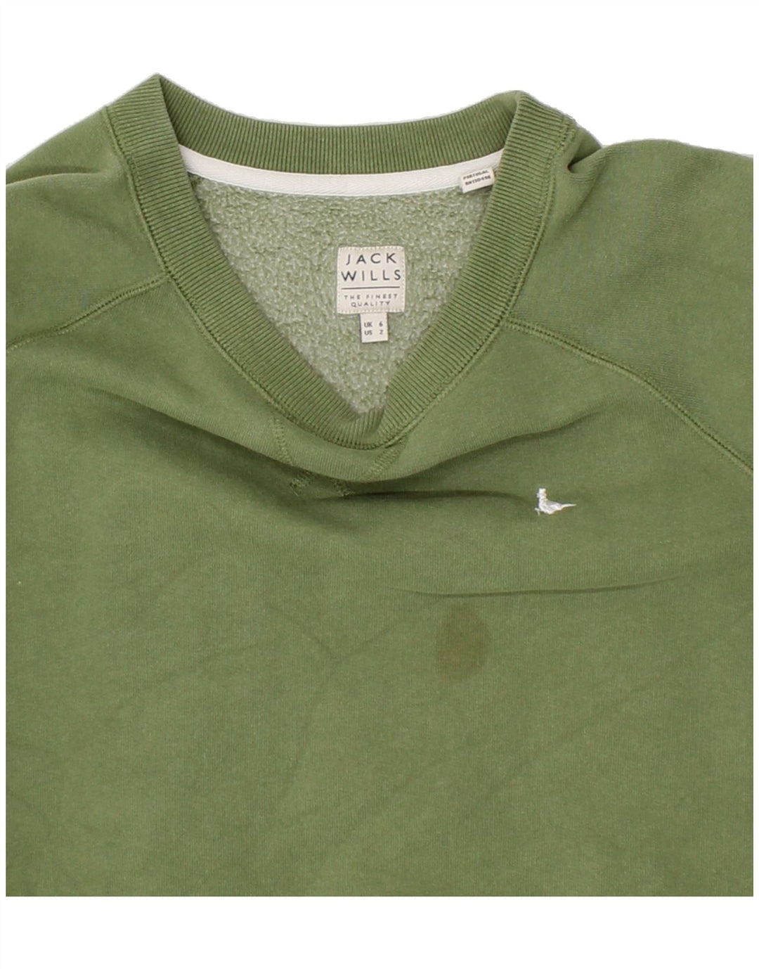 JACK WILLS Womens Oversized Sweatshirt Jumper UK 6 XS Green Cotton Vintage Jack Wills and Second-Hand Jack Wills from Messina Hembry 