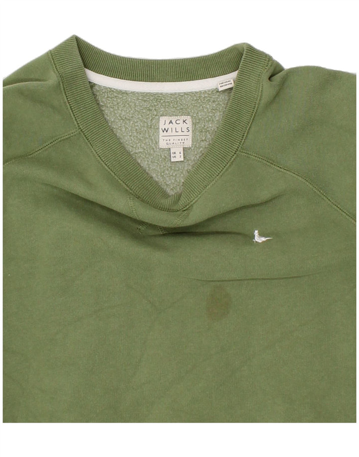 JACK WILLS Womens Oversized Sweatshirt Jumper UK 6 XS Green Cotton Vintage Jack Wills and Second-Hand Jack Wills from Messina Hembry 