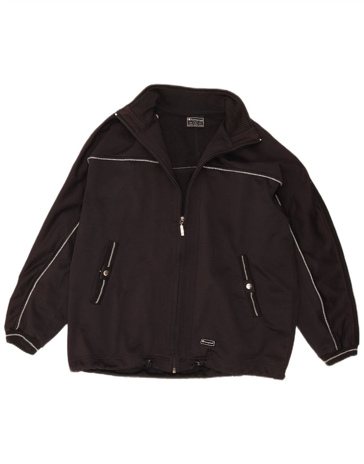 Champion Womens Oversized Tracksuit Top Jacket UK 10 Small Black Polyester