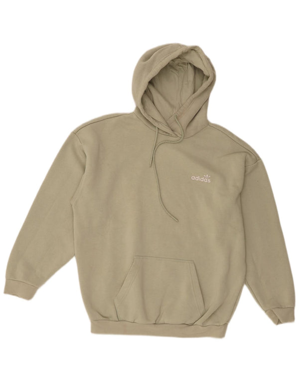 Adidas Womens Graphic Oversized Hoodie Pullover UK 10 Small Khaki Baumwolle