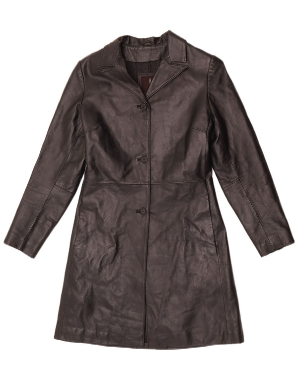 Conbipel Womens Leather Coat IT 40 Small Black