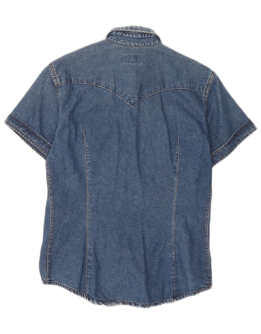 Vitamina Kortærmet denimskjorte til kvinder UK 14 Medium Blue