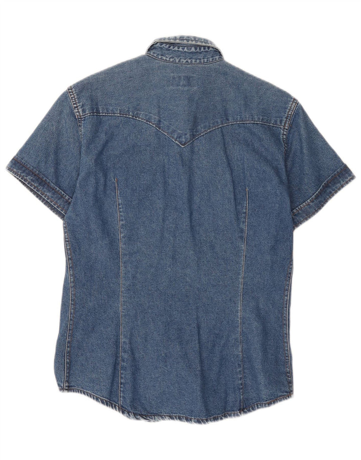 Vitamina Kortærmet denimskjorte til kvinder UK 14 Medium Blue