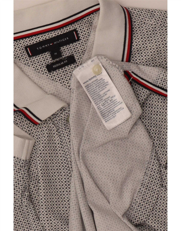 Tommy Hilfiger Mens Regular Fit Polo Shirt Medium White Spotted Cotton