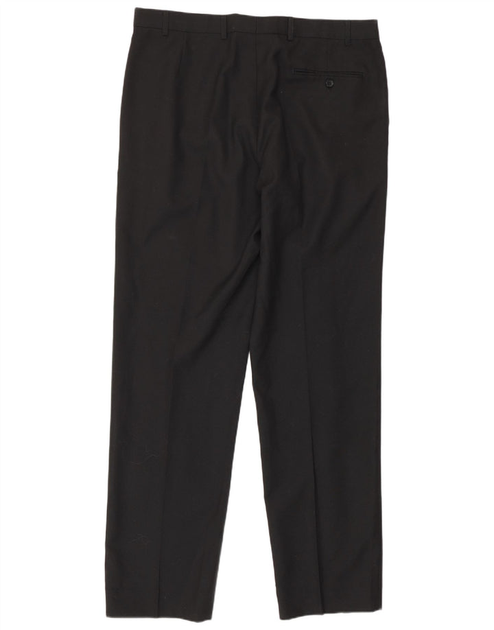 Marks & Spencer Mens Straight Suit Trousers W36 L33 Black Polyester