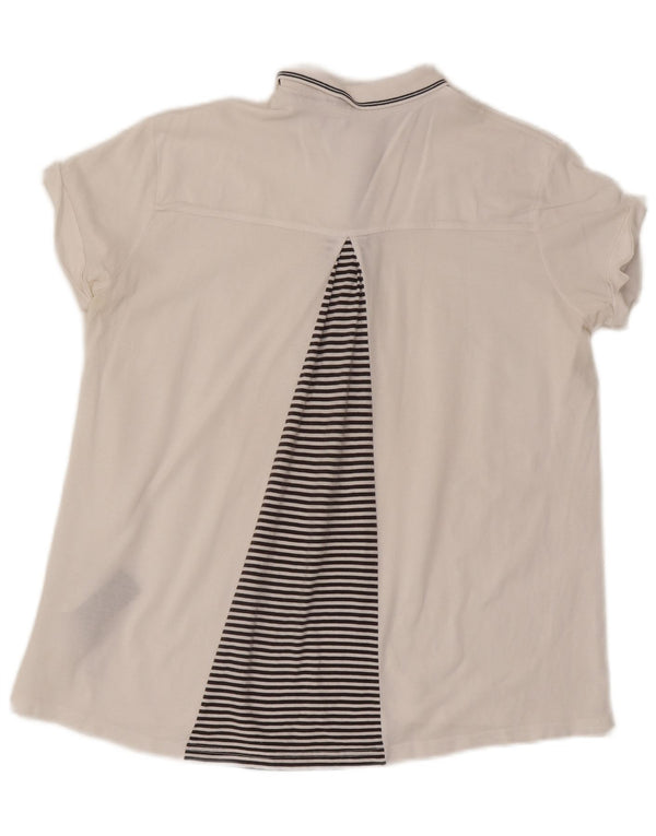 Kappa Polo surdimensionné pour femme UK 10 Petit coton rayé blanc