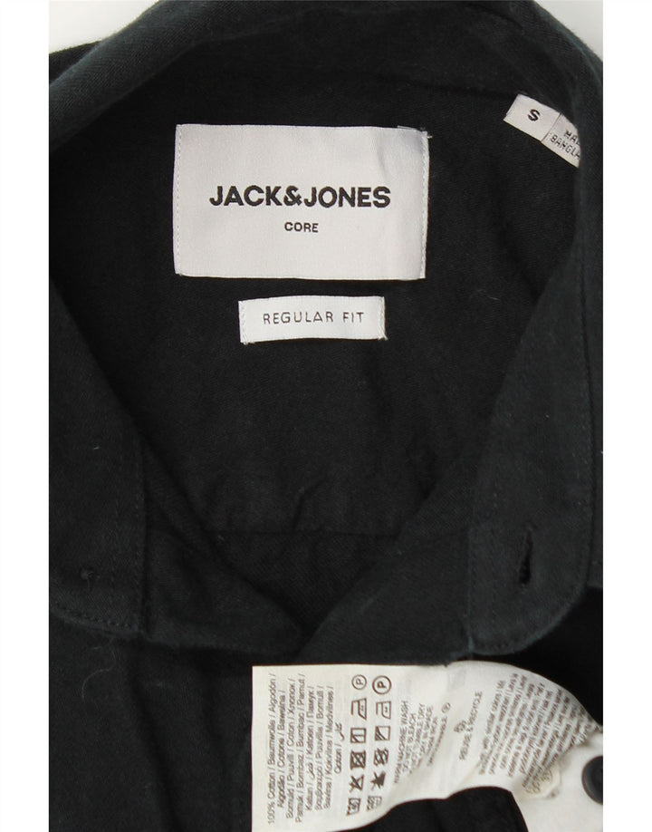 Jack & Jones Mens Regular Fit Short Sleeve Shirt Small Black Cotton