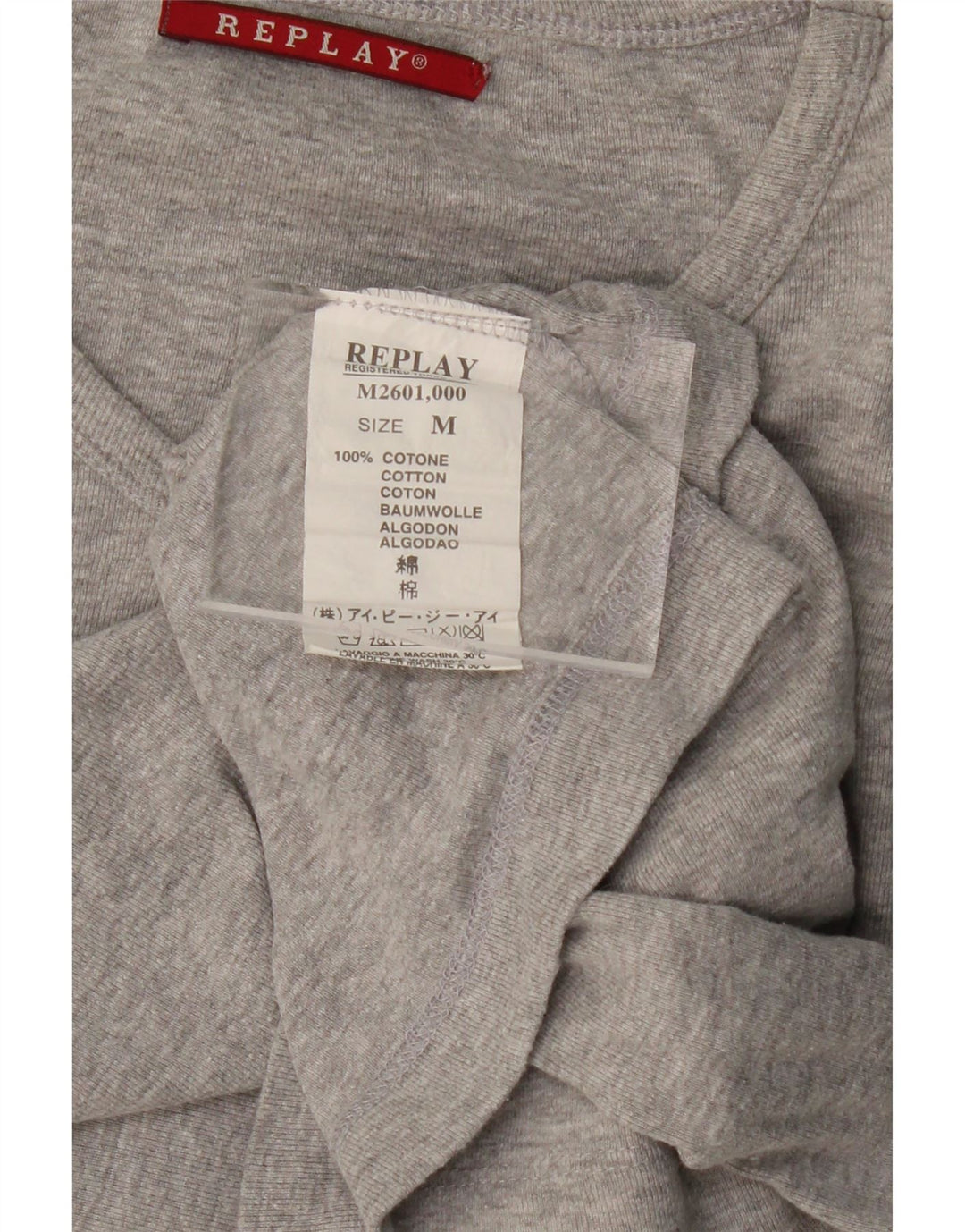 REPLAY Womens T-Shirt Top UK 14 Medium Grey Cotton Vintage Replay and Second-Hand Replay from Messina Hembry 