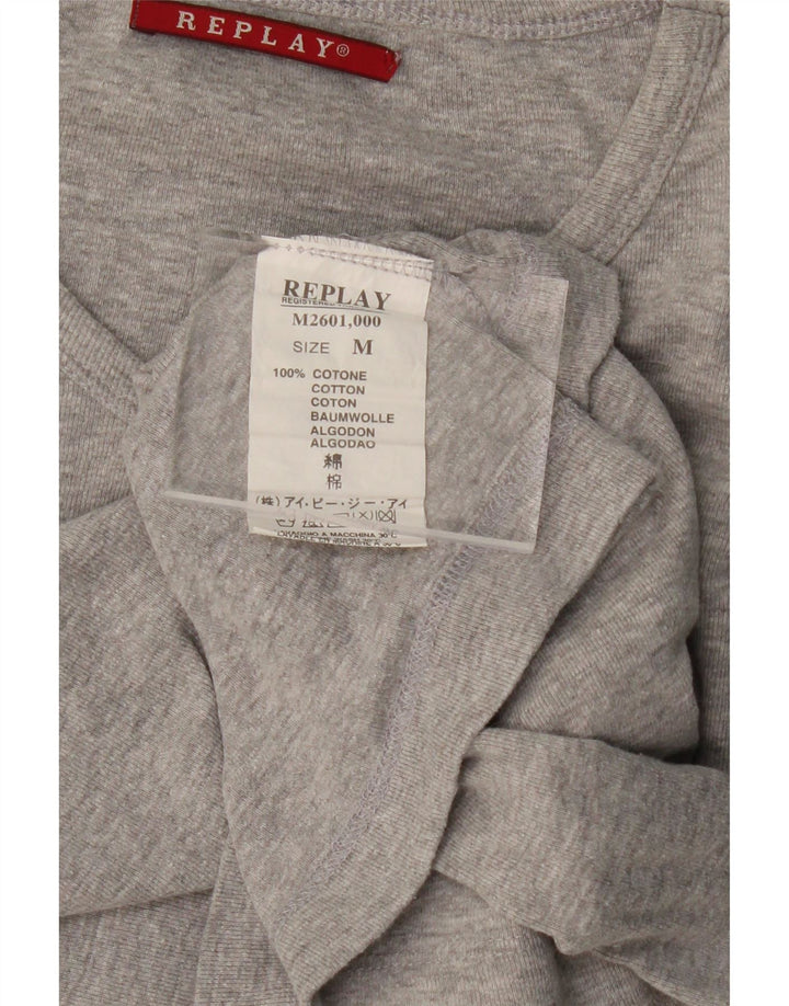 REPLAY Womens T-Shirt Top UK 14 Medium Grey Cotton Vintage Replay and Second-Hand Replay from Messina Hembry 