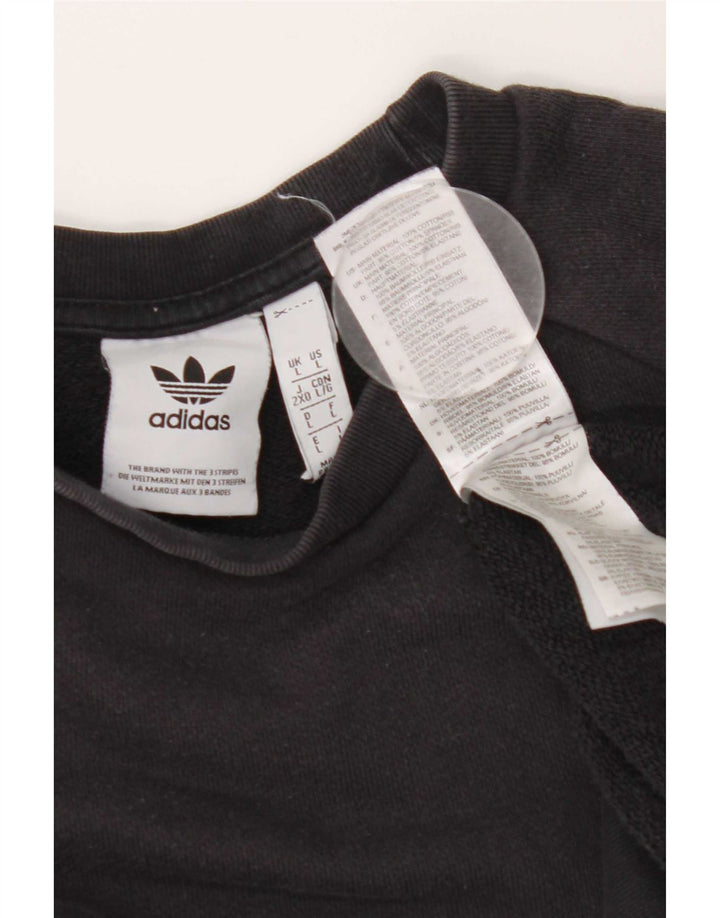 Adidas Mens Sweatshirt Jumper Large Black Cotton