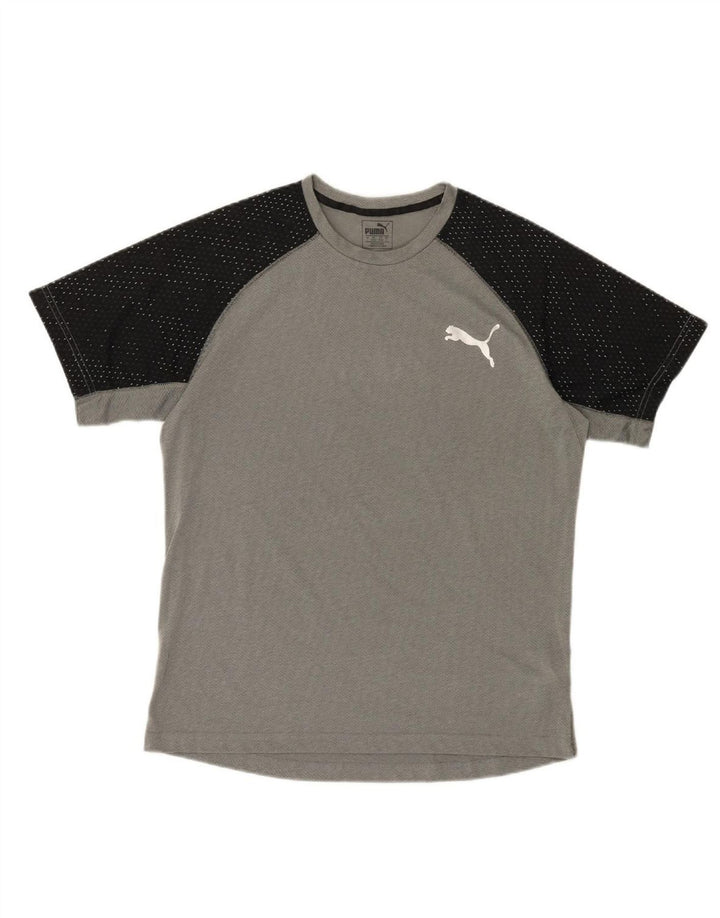 PUMA Mens T-Shirt Top Large Grey Colourblock Polyester Vintage Puma and Second-Hand Puma from Messina Hembry 