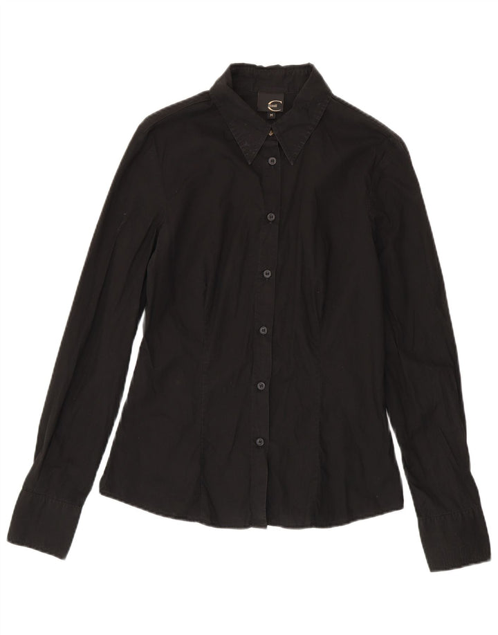 Just Cavalli Womens Shirt UK 12 Medium Black Cotton