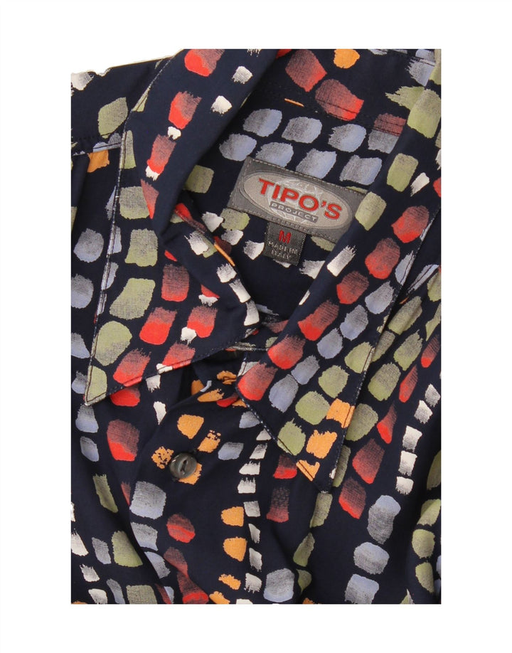 TIPO' S Mens Short Sleeve Shirt Medium Navy Blue Geometric Vintage Tipo' S and Second-Hand Tipo' S from Messina Hembry 