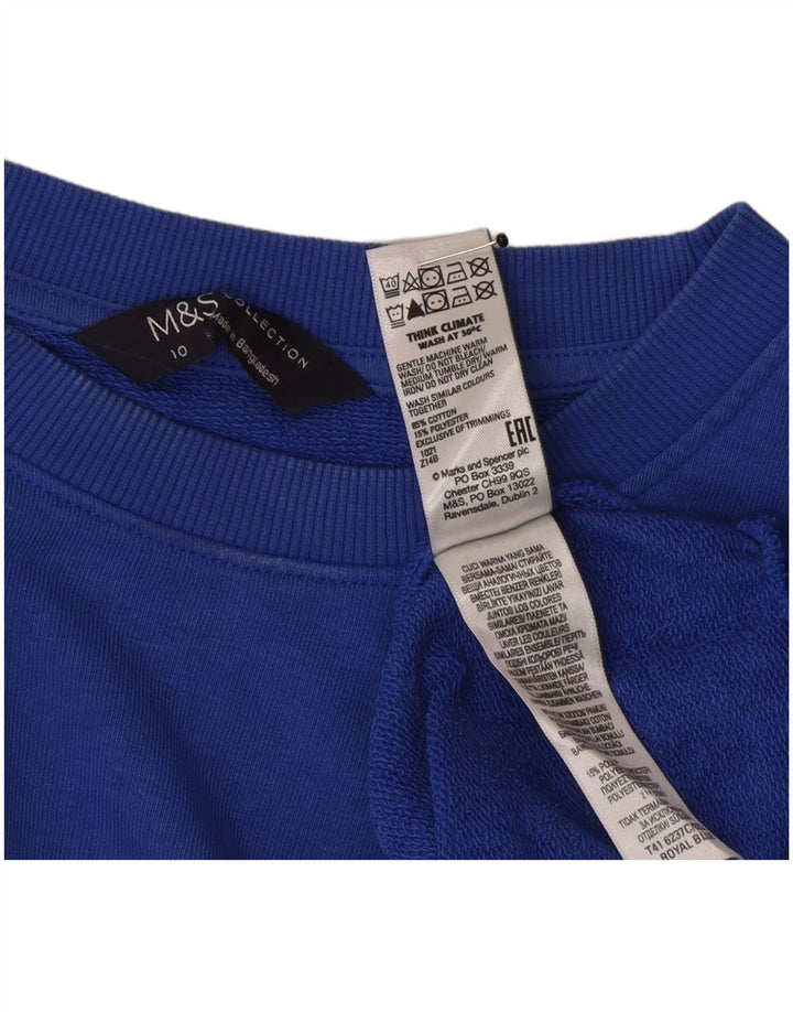 Marks & Spencer Womens Oversized Sweatshirt Jumper UK 10 Small  Blue Cotton