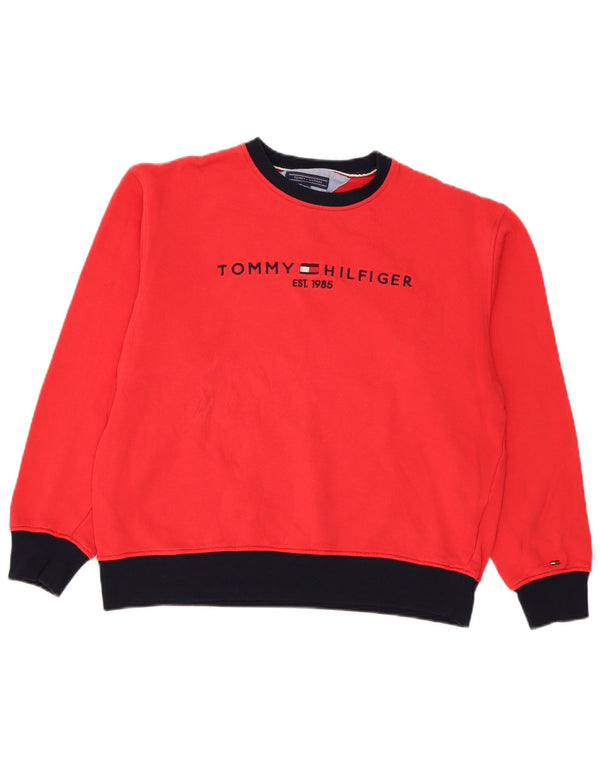 Tommy Hilfiger Dame Grafisk Sweatshirt Jumper UK 18 XL Rød Bomuld
