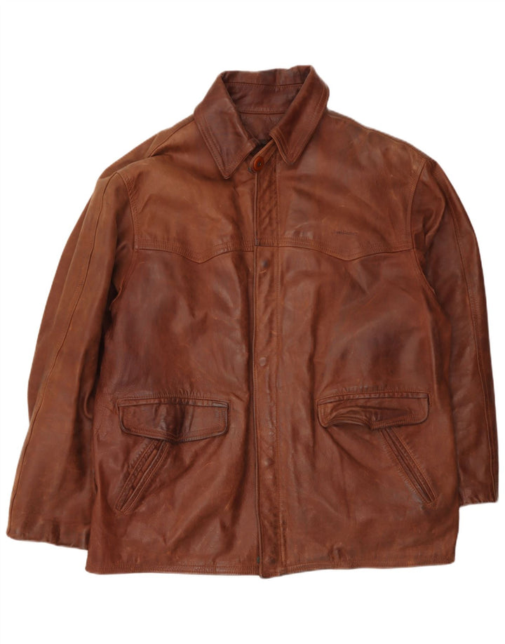 Vintage Mens Leather Jacket UK 40 Large Brown Leather