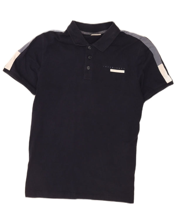Jack & Jones Herren-Poloshirt, klein, marineblau, Colourblock-Baumwolle