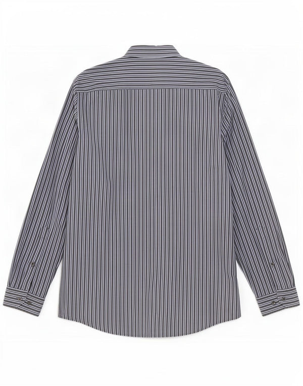 Camicia da uomo Hugo Boss taglia 40 15,5 cotone gessato medio blu navy