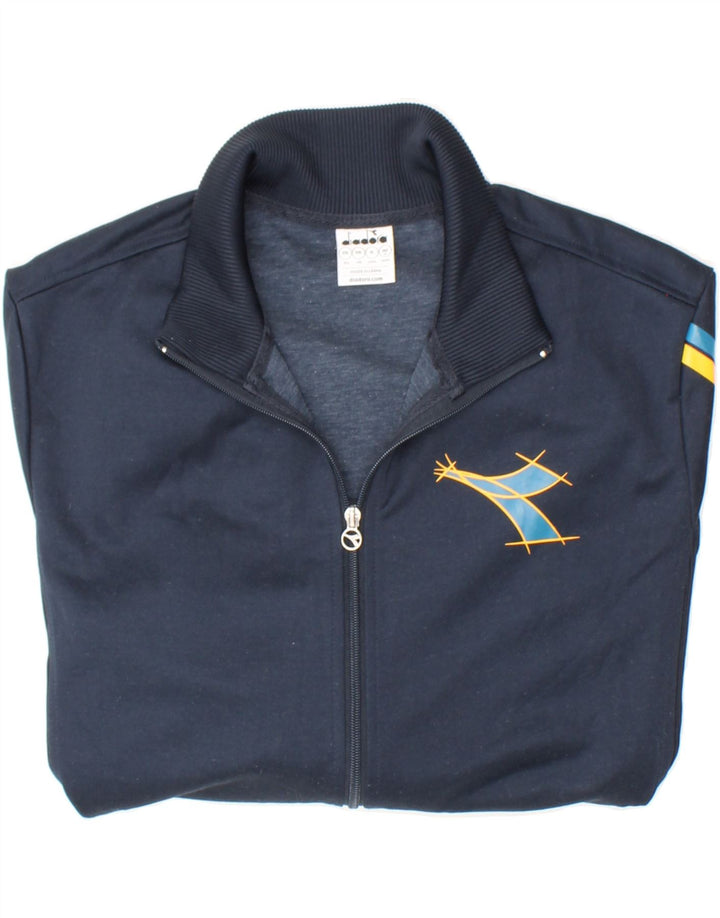 DIADORA Womens Tracksuit Top Jacket UK 20 2XL Navy Blue Polyester Vintage Diadora and Second-Hand Diadora from Messina Hembry 