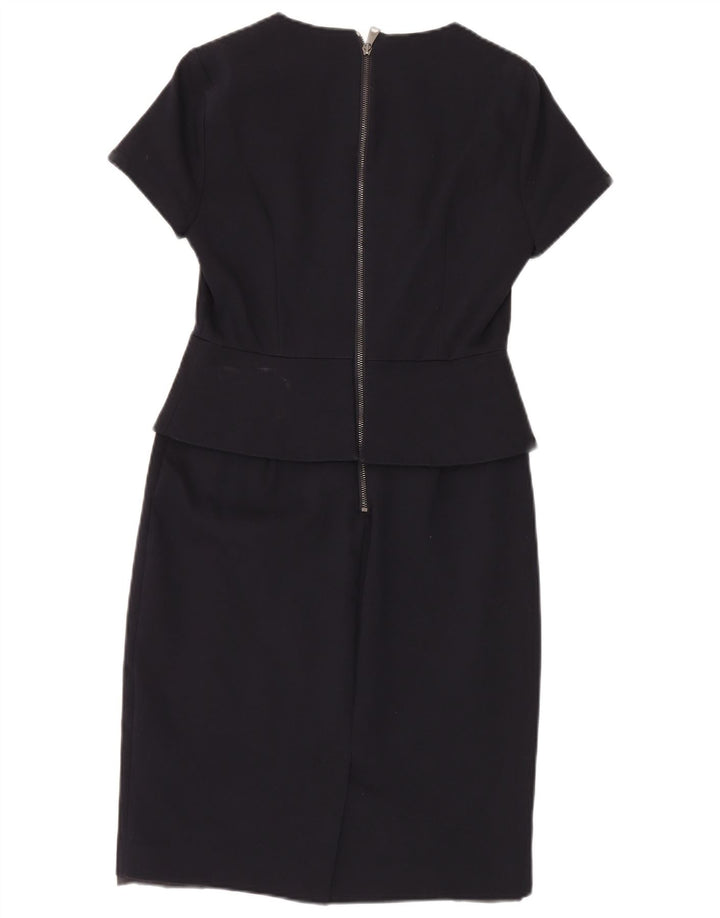 Ted Baker Womens Peplum Dress Size 2 Small Navy Blue Cotton