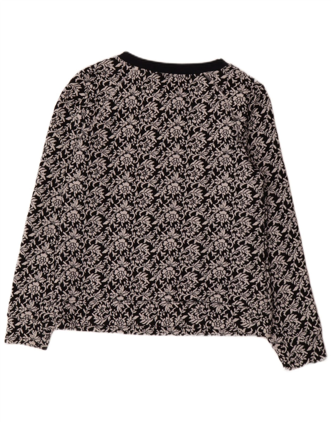 Ted Baker Dame Sweatshirt Jumper Størrelse 2 Small Black Floral Bomuld