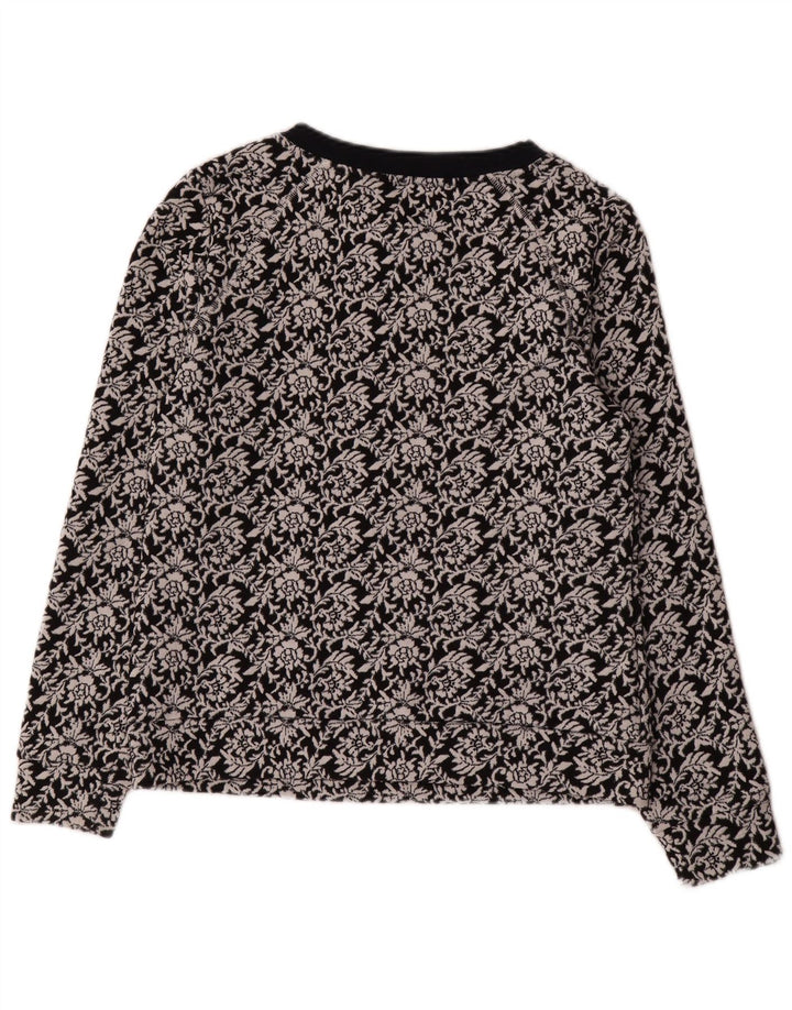 Ted Baker Dame Sweatshirt Jumper Størrelse 2 Small Black Floral Bomuld