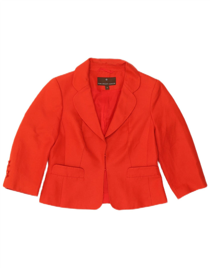 FENN WRIGHT MANSON Womens 3/4 Sleeve Bolero Jacket UK 8 Small Red Cotton