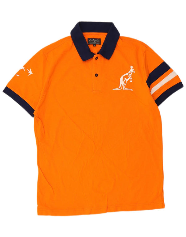 AUSTRALIAN L'ALPINA Mens Polo Shirt Medium Orange Colourblock Cotton