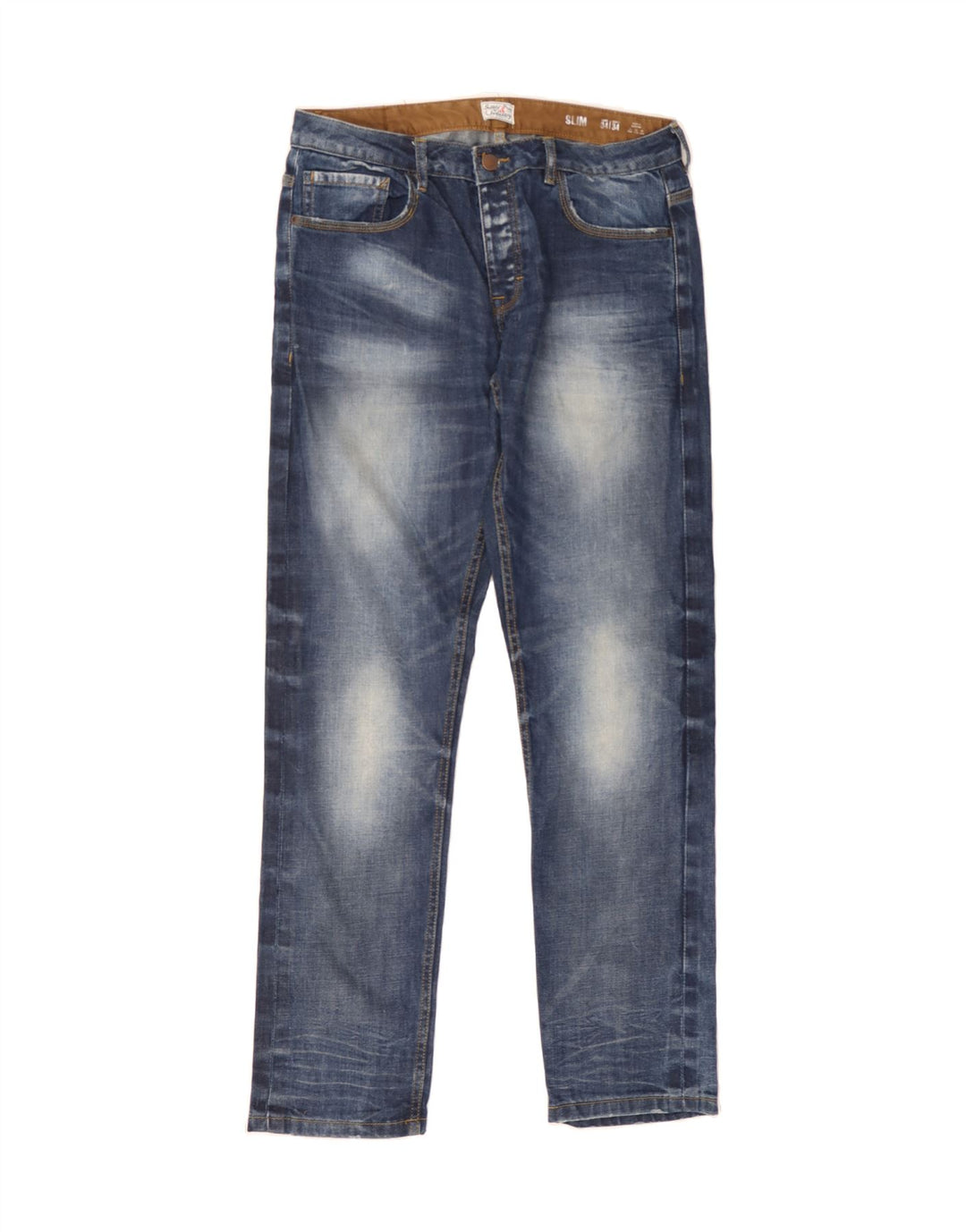 VINTAGE Mens Slim Jeans W34 L34 Blue Cotton Vintage Vintage and Second-Hand Vintage from Messina Hembry 