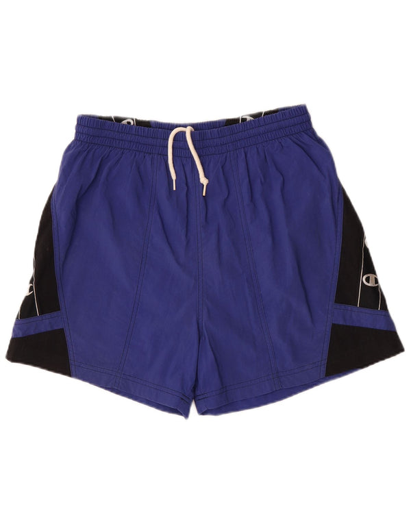 Champion Mens Graphic Sport Shorts Large Blue Colourblock Polyamide Sports