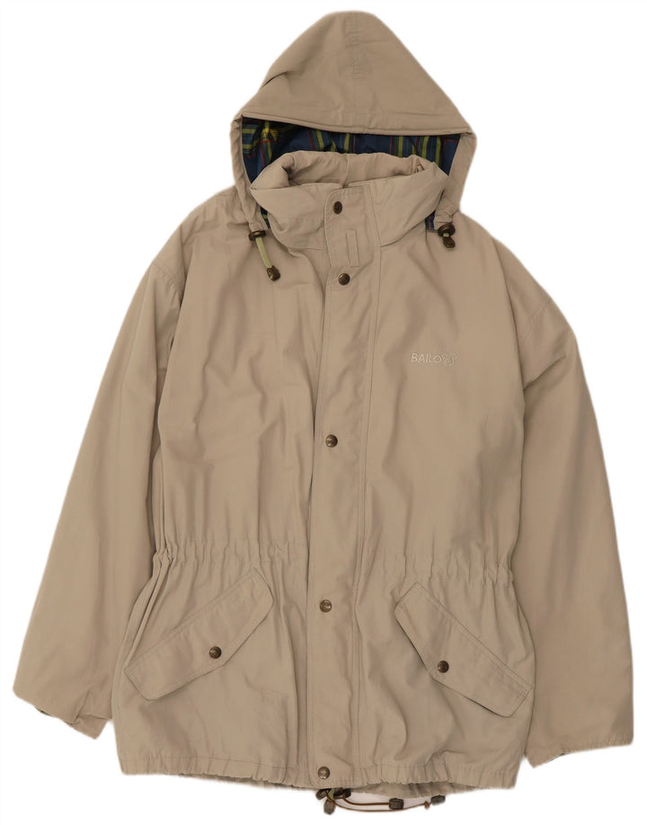 Bailo Mens Hooded Rain Jacket UK 38 Medium Beige Cotton