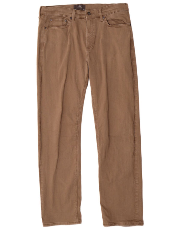 Marks & Spencer Pantalon décontracté droit pour homme W34 L31 Beige